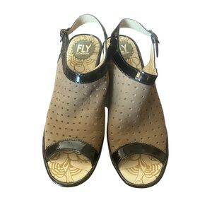 Fly London Yile sandals-Euro size 38, US size 7.  Brown and Black